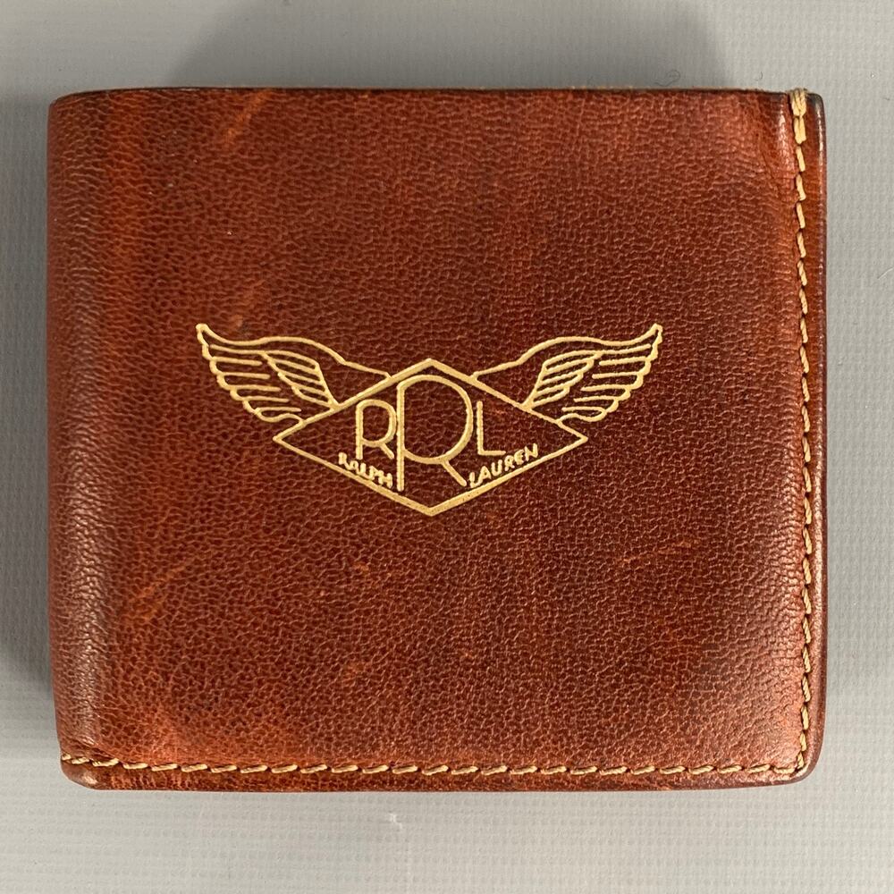 RRL by RALPH LAUREN Brown Tan Crackled Leather Wallet